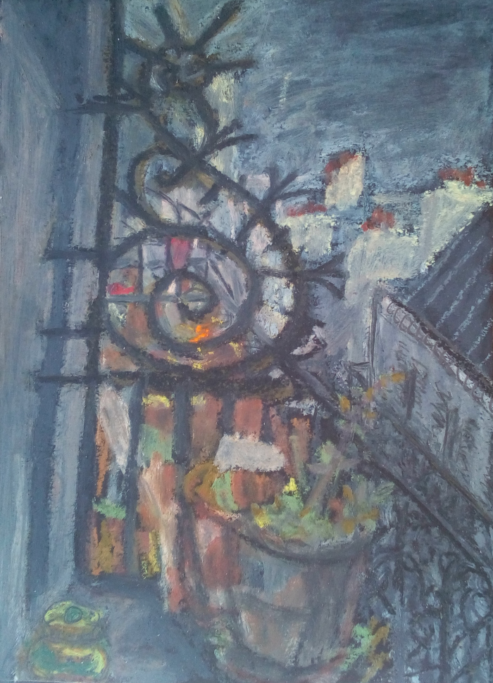 Vue du balcon (Pastel gras)