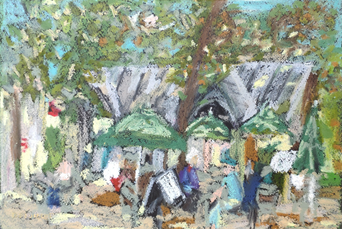 Les parasols (Pastel gras)